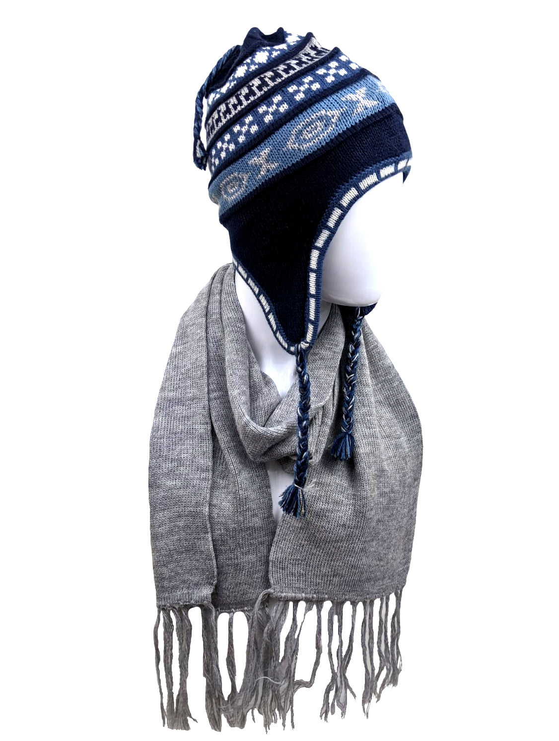 Alpaca Fringe Scarf - Light Gray Color