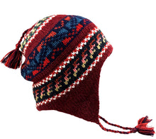 Alpaca Beanie Chullo Hat Burgundy