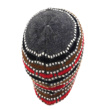 Gray Alpaca Geometric Beanie Hat