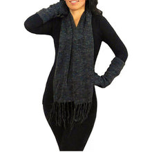 Alpaca Fringe Scarf - Charcoal Color