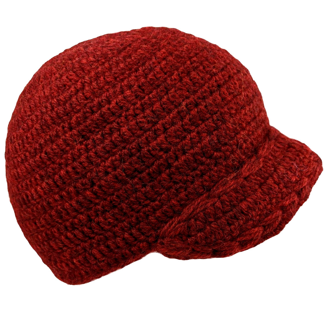 Alpaca Beanie Hat Cap Burgundy Color